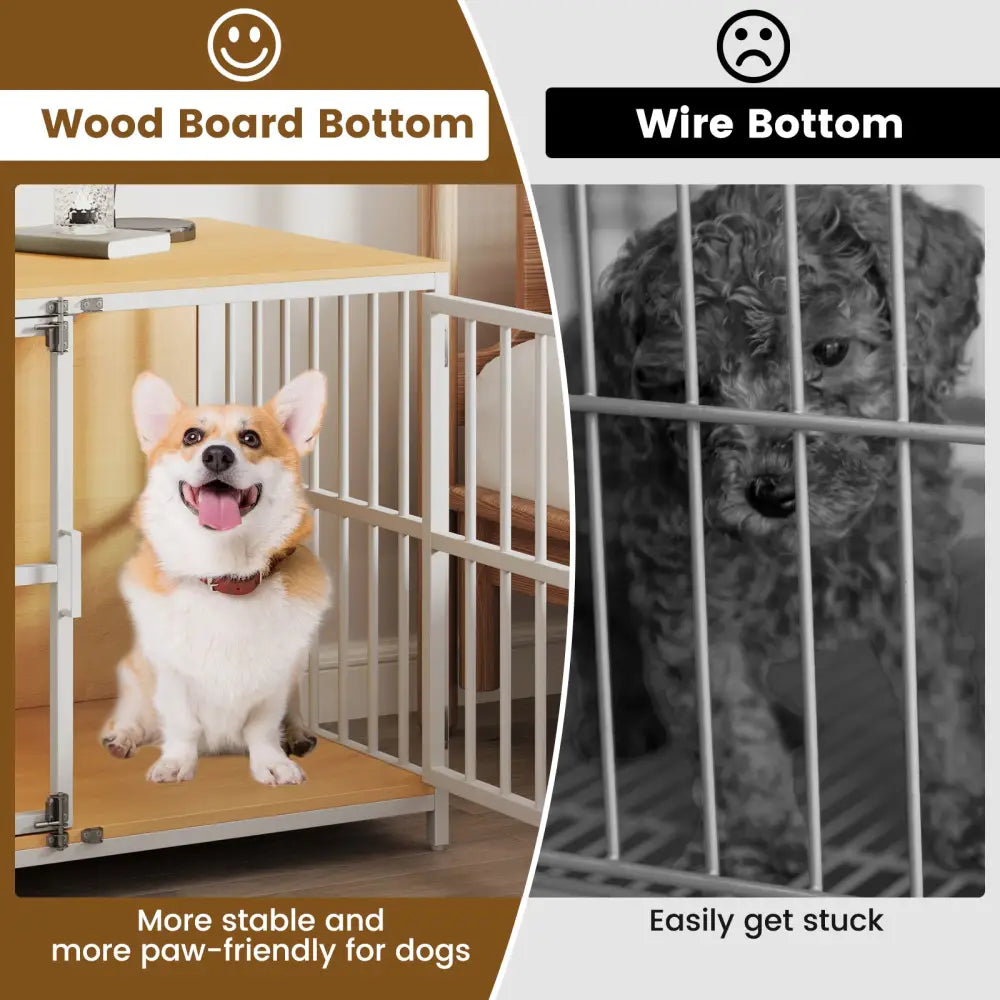 40 Inch Dog Crate Furniture Dog Kennel with Dual Lockable Double Doors-Natural - Natural - Dog Kennels