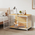 40 Inch Dog Crate Furniture Dog Kennel with Dual Lockable Double Doors-Natural - Natural - Dog Kennels