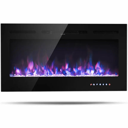 40-Inch Electric Fireplace Recessed with Thermostat Costway