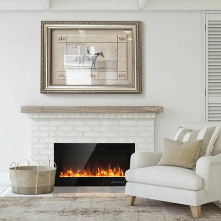 40-Inch Electric Fireplace Recessed with Thermostat Costway
