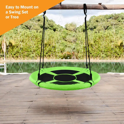 40 Inch Flying Saucer Tree Swing Indoor Outdoor Play Set-Green - Green - Swing & Playsets