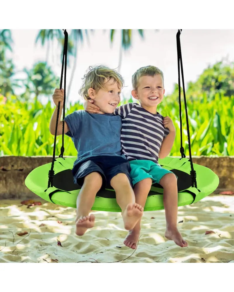 40 Inch Flying Saucer Tree Swing Indoor Outdoor Play Set-Green - Green - Swing & Playsets