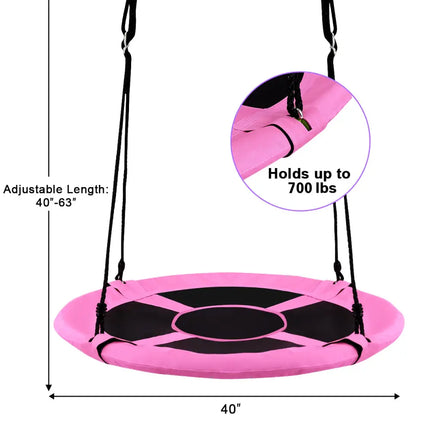 40 Inch Flying Saucer Tree Swing Indoor Outdoor Play Set-Pink - Pink - Swing & Playsets