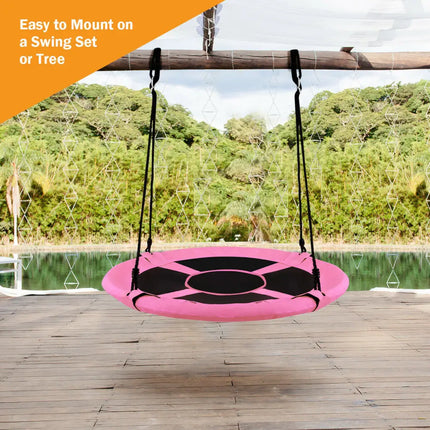 40 Inch Flying Saucer Tree Swing Indoor Outdoor Play Set-Pink - Pink - Swing & Playsets