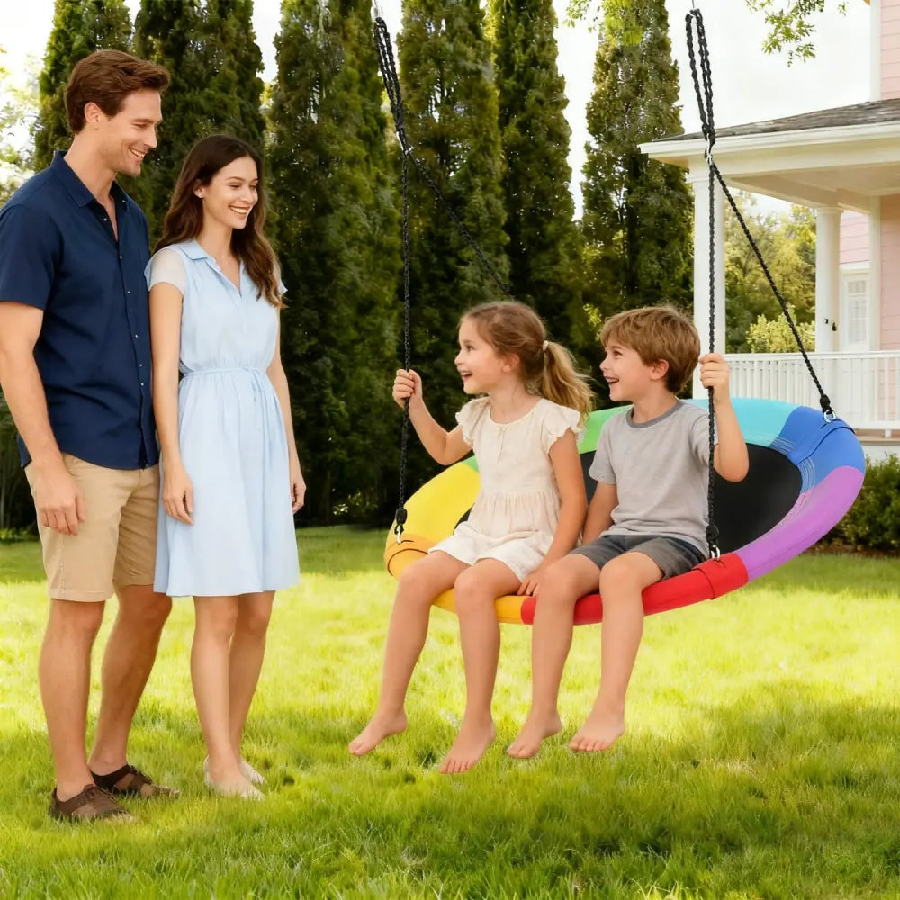 40 Inch Flying Saucer Tree Swing Outdoor Play for Kids - Multicolor - Swing & Playsets