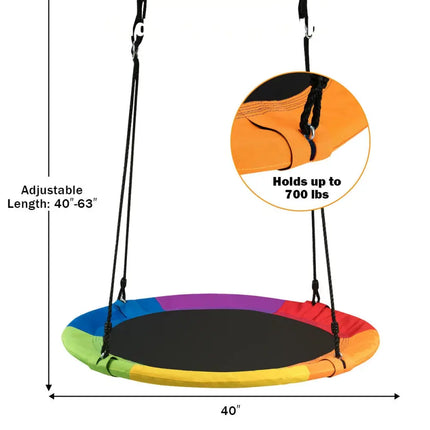 40 Inch Flying Saucer Tree Swing Outdoor Play for Kids - Multicolor - Swing & Playsets