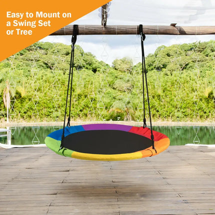 40 Inch Flying Saucer Tree Swing Outdoor Play for Kids - Multicolor - Swing & Playsets