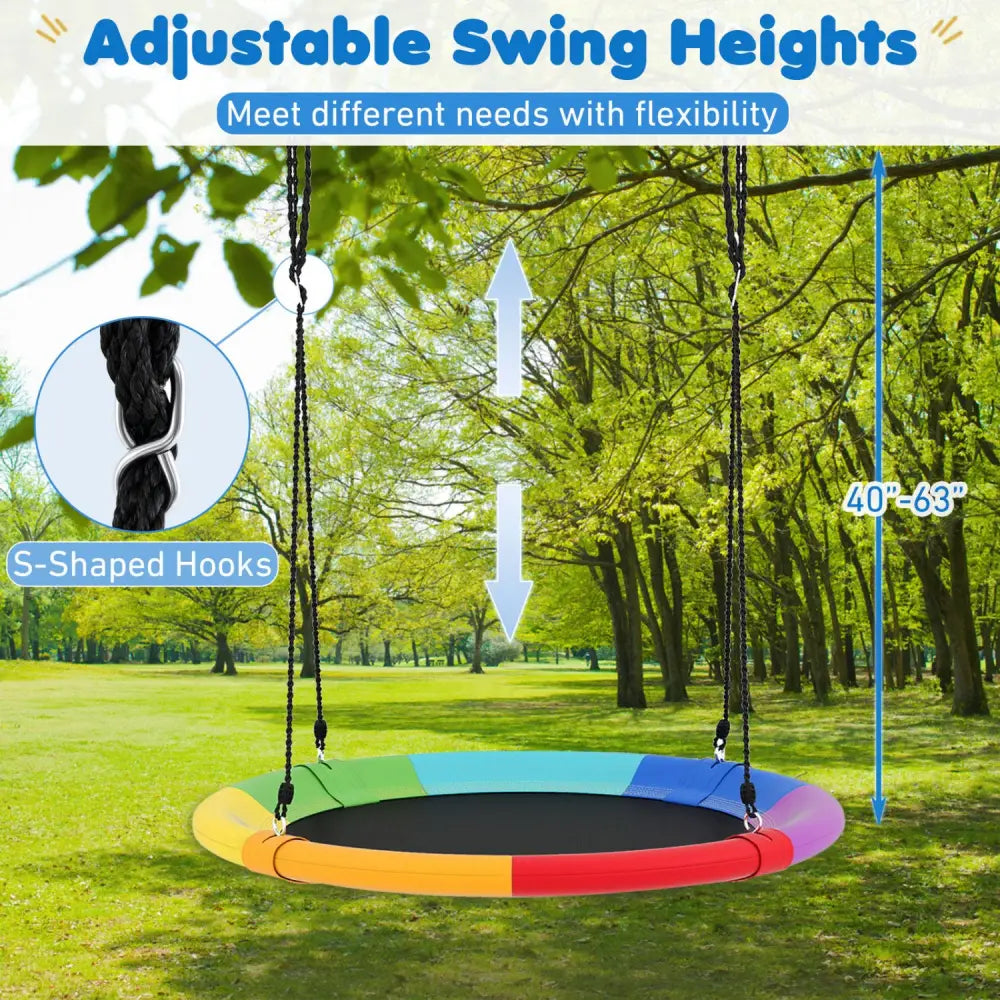 40 Inch Flying Saucer Tree Swing Outdoor Play for Kids - Multicolor - Swing & Playsets