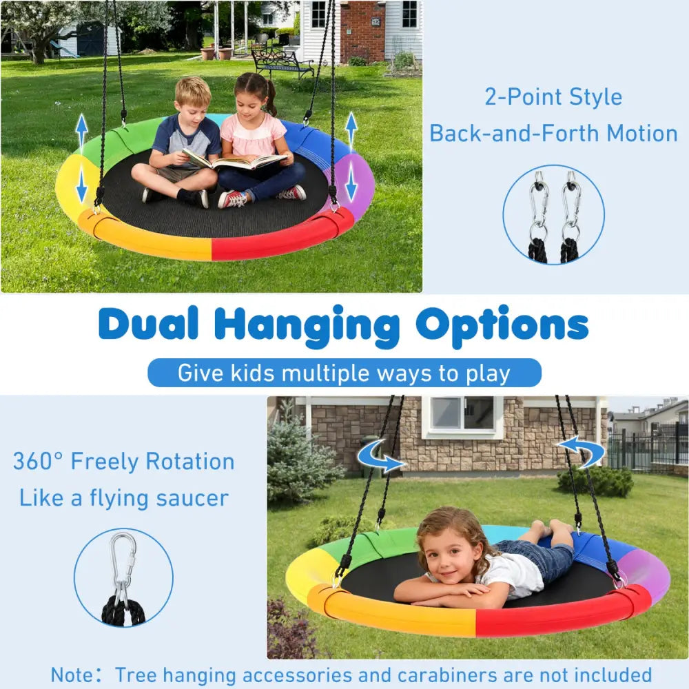 40 Inch Flying Saucer Tree Swing Outdoor Play for Kids - Multicolor - Swing & Playsets
