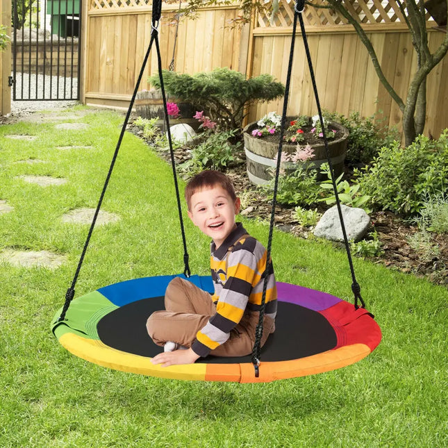 40 Inch Flying Saucer Tree Swing Outdoor Play for Kids - Multicolor - Swing & Playsets