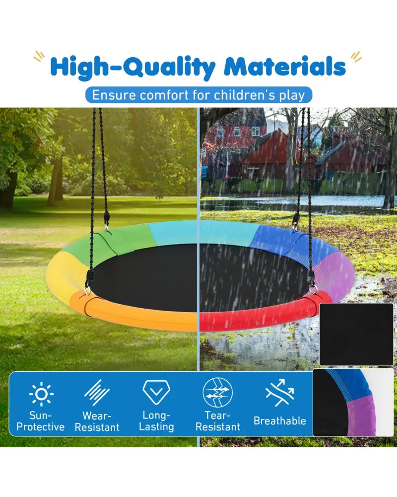 40 Inch Flying Saucer Tree Swing Outdoor Play for Kids - Multicolor - Swing & Playsets