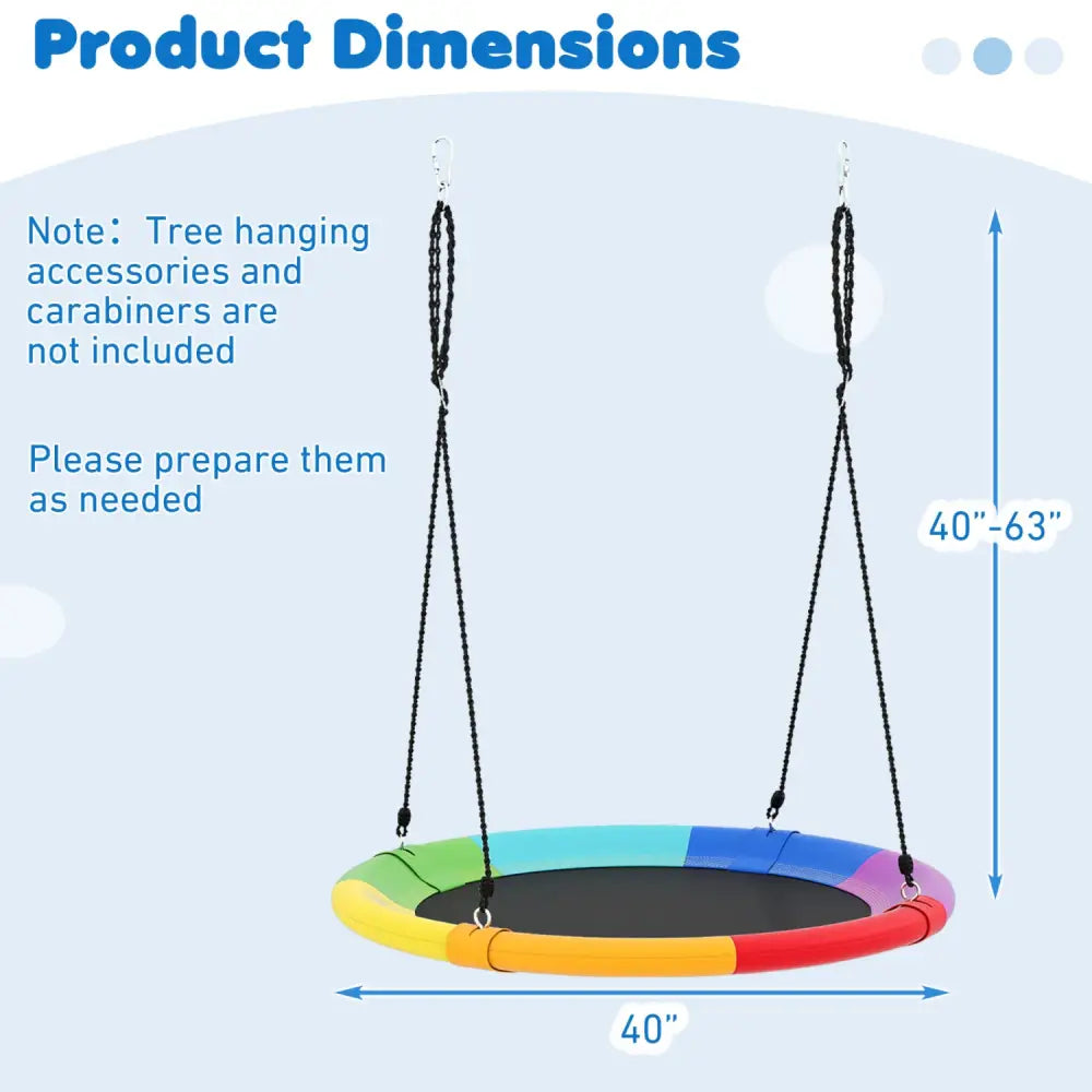40 Inch Flying Saucer Tree Swing Outdoor Play for Kids - Multicolor - Swing & Playsets
