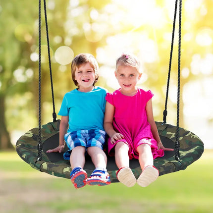 40 Inch Flying Saucer Tree Swing Outdoor Play Set with Adjustable Ropes Gift for Kids-Green - Green - Swing & Playsets