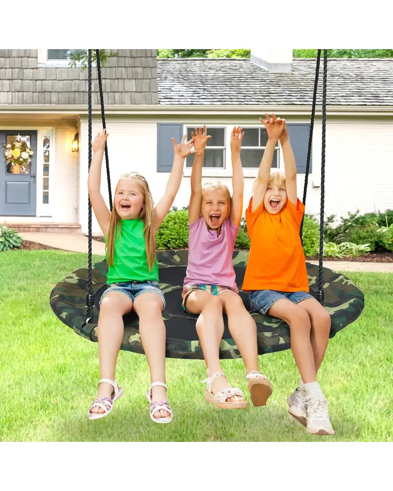40 Inch Flying Saucer Tree Swing Outdoor Play Set with Adjustable Ropes Gift for Kids-Green - Green - Swing & Playsets
