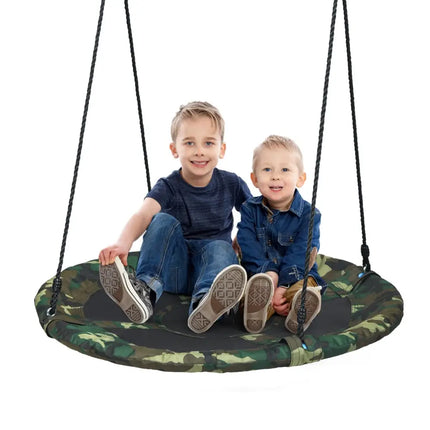 40 Inch Flying Saucer Tree Swing Outdoor Play Set with Adjustable Ropes Gift for Kids-Green - Green - Swing & Playsets