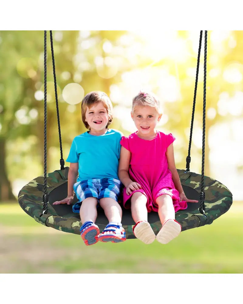 40 Inch Flying Saucer Tree Swing Outdoor Play Set with Adjustable Ropes Gift for Kids-Green - Green - Swing & Playsets