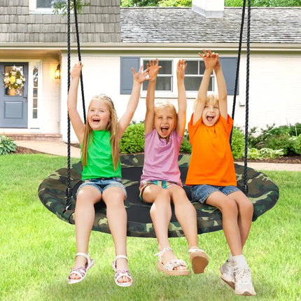 40 Inch Flying Saucer Tree Swing Outdoor Play Set with Adjustable Ropes Gift for Kids-Green - Green - Swing & Playsets