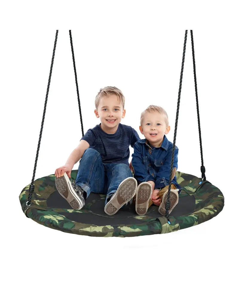 40 Inch Flying Saucer Tree Swing Outdoor Play Set with Adjustable Ropes Gift for Kids-Green - Green - Swing & Playsets