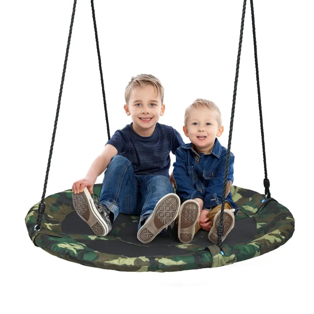 40 Inch Flying Saucer Tree Swing Outdoor Play Set with Adjustable Ropes Gift for Kids-Green - Green - Swing & Playsets