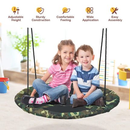 40 Inch Flying Saucer Tree Swing Outdoor Play Set with Adjustable Ropes Gift for Kids-Green - Green - Swing & Playsets