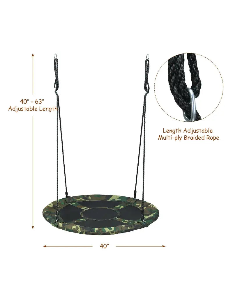 40 Inch Flying Saucer Tree Swing Outdoor Play Set with Adjustable Ropes Gift for Kids-Green - Green - Swing & Playsets