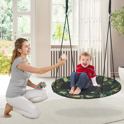 40 Inch Flying Saucer Tree Swing Outdoor Play Set with Adjustable Ropes Gift for Kids-Green - Green - Swing & Playsets