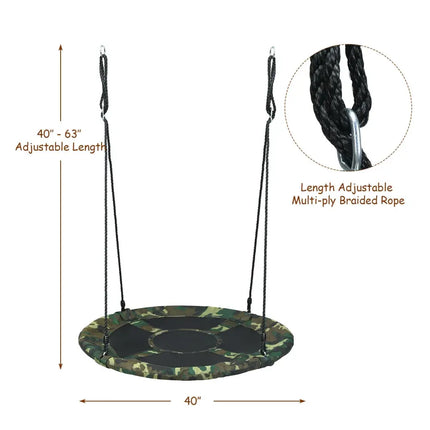 40 Inch Flying Saucer Tree Swing Outdoor Play Set with Adjustable Ropes Gift for Kids-Green - Green - Swing & Playsets