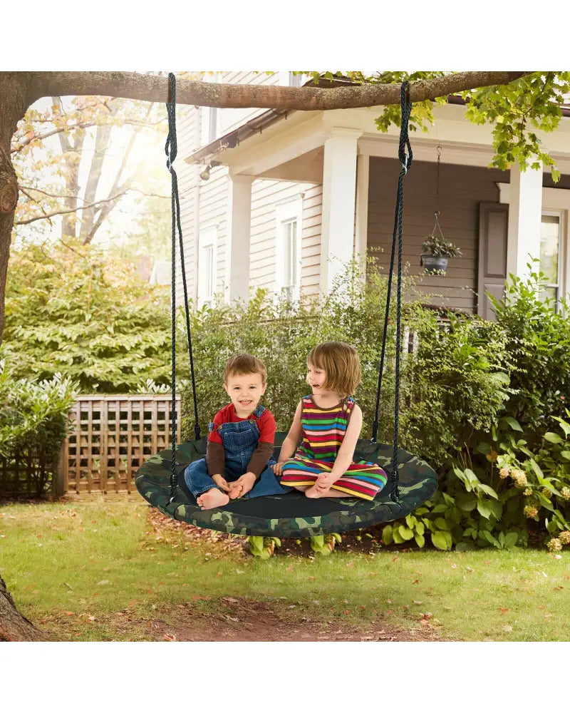 40 Inch Flying Saucer Tree Swing Outdoor Play Set with Adjustable Ropes Gift for Kids-Green - Green - Swing & Playsets