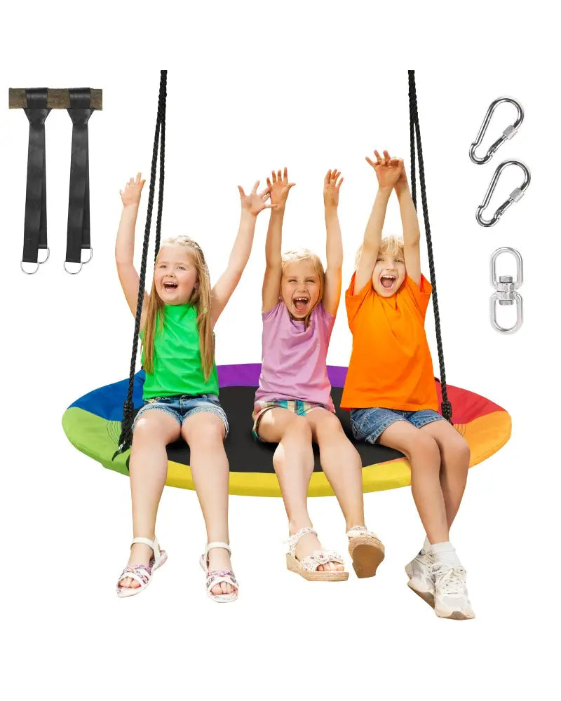 40-Inch Flying Saucer Tree Swing Outdoor Play Set with Easy Installation Process for Kids - Multicolor - Swing &