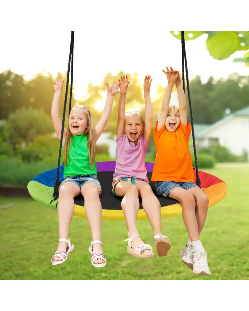 40-Inch Flying Saucer Tree Swing Outdoor Play Set with Easy Installation Process for Kids - Multicolor - Swing &