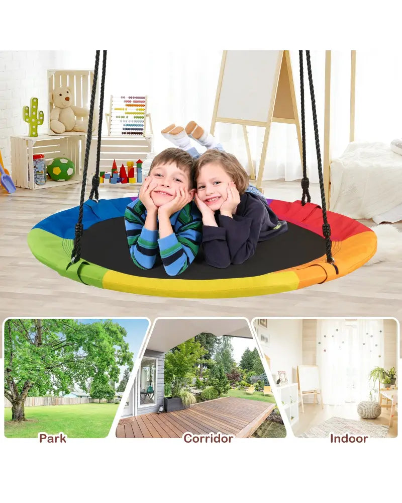 40-Inch Flying Saucer Tree Swing Outdoor Play Set with Easy Installation Process for Kids - Multicolor - Swing &