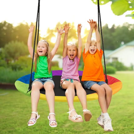 40-Inch Flying Saucer Tree Swing Outdoor Play Set with Easy Installation Process for Kids - Multicolor - Swing &