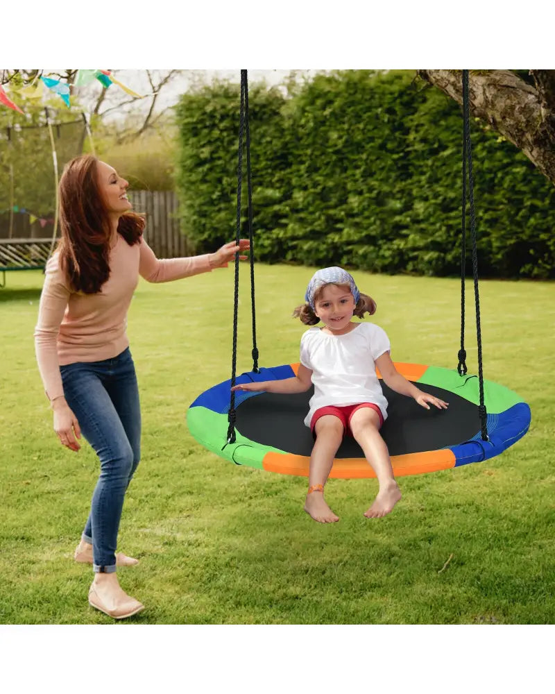 40-Inch Flying Saucer Tree Swing Outdoor Play Set with Easy Installation Process for Kids - Multicolor - Swing &