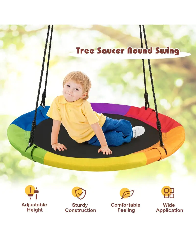 40-Inch Flying Saucer Tree Swing Outdoor Play Set with Easy Installation Process for Kids - Multicolor - Swing &