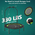 40 Inch Foldable Fitness Rebounder with Resistance Bands Adjustable Home-Green - Green - Trampolines