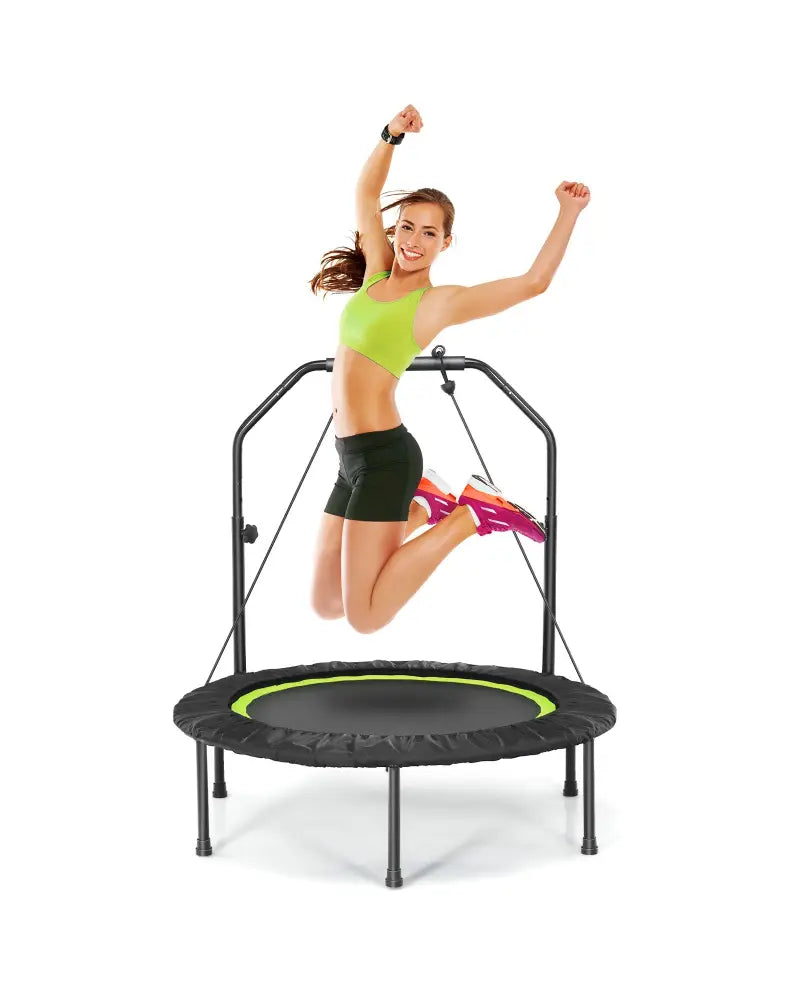40 Inch Foldable Fitness Rebounder with Resistance Bands Adjustable Home-Green - Green - Trampolines