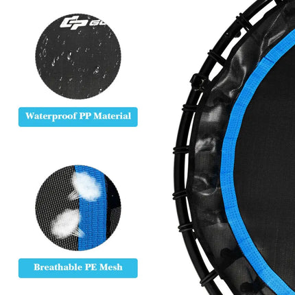 40 Inch Foldable Fitness Rebounder with Resistance Bands Adjustable Home-Blue - Blue - Trampolines