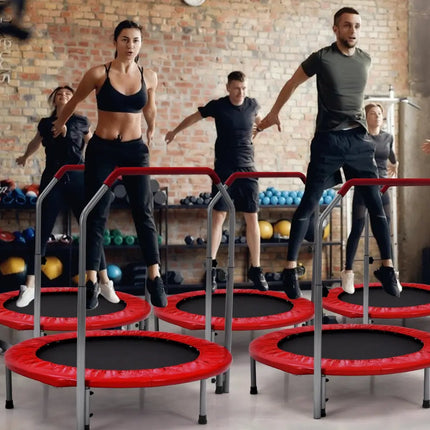 40 Inch Folding Exercise Trampoline Rebounder with 4-Level Handrail Carrying Bag-Red - Red - Trampolines