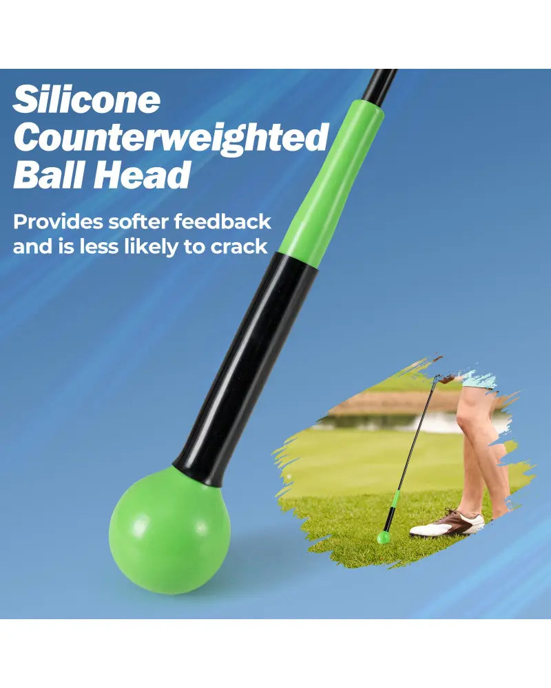 40 Inch Golf Swing Trainer Aid with Weighted Head for Grip Rhythm Balance-Green - Green - Golf