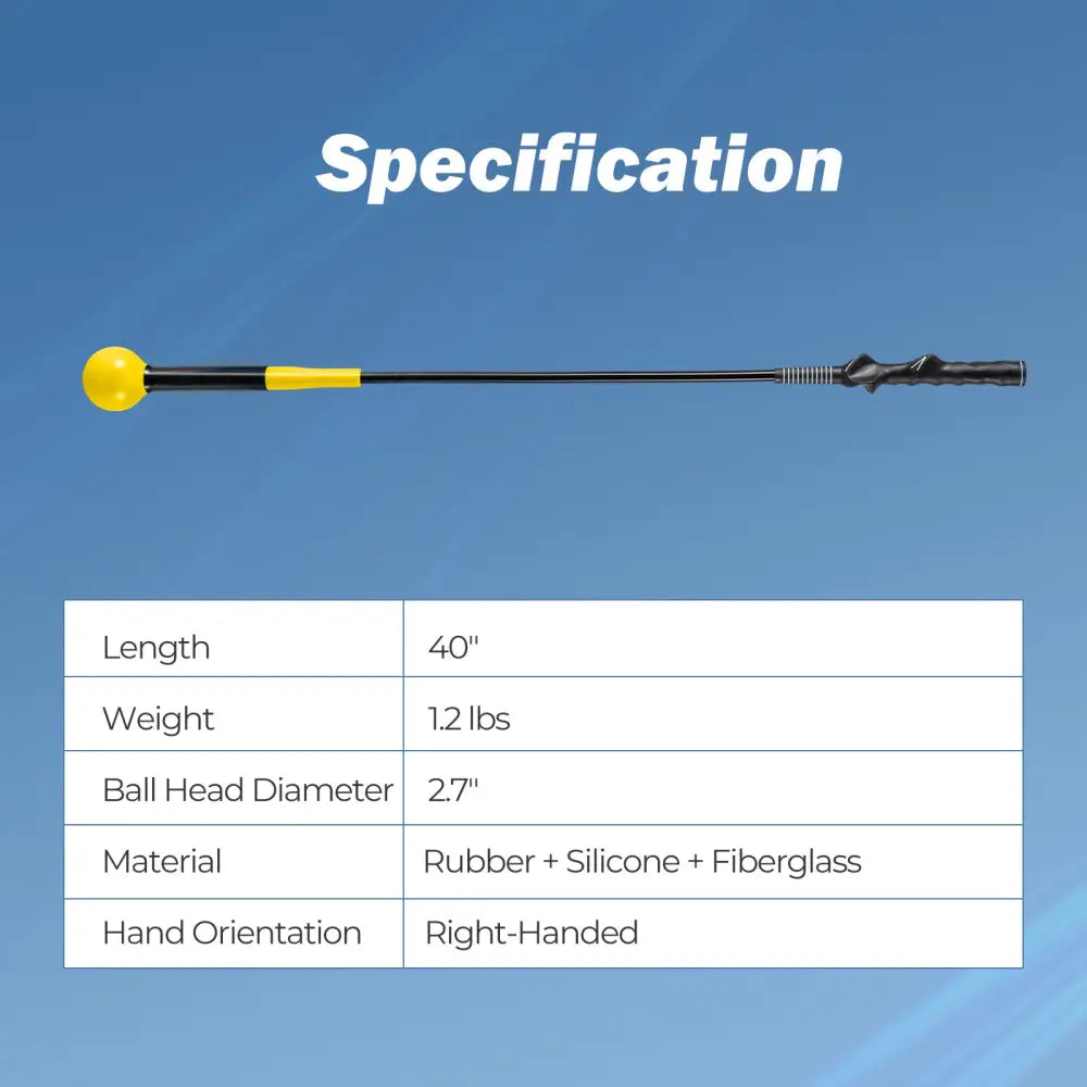 40 Inch Golf Swing Trainer Aid with Weighted Head for Grip Rhythm Balance-Yellow - Yellow - Golf