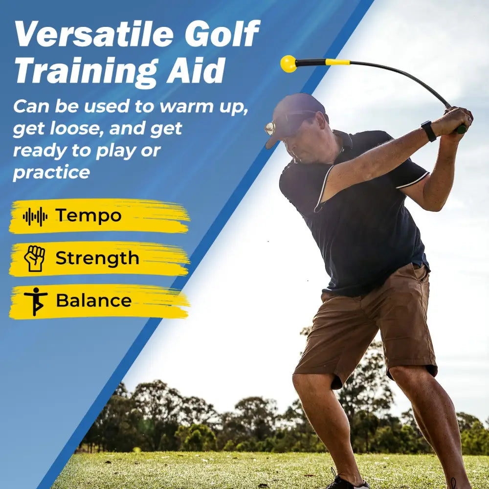 40 Inch Golf Swing Trainer Aid with Weighted Head for Grip Rhythm Balance-Yellow - Yellow - Golf