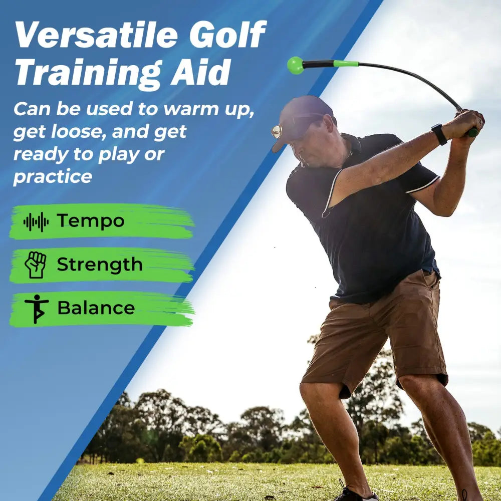 40 Inch Golf Swing Trainer Aid with Weighted Head for Grip Rhythm Balance-Green - Green - Golf