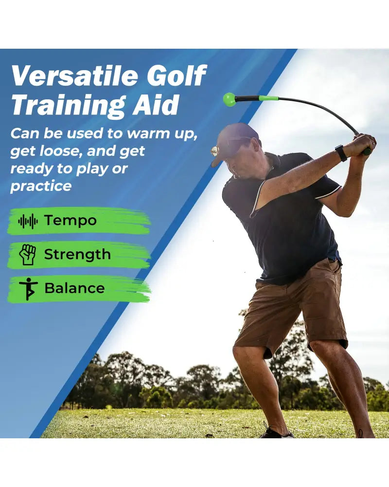 40 Inch Golf Swing Trainer Aid with Weighted Head for Grip Rhythm Balance-Green - Green - Golf
