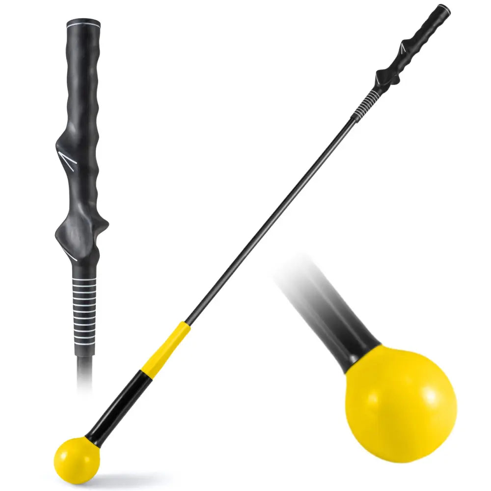 40 Inch Golf Swing Trainer Aid with Weighted Head for Grip Rhythm Balance-Yellow - Yellow - Golf