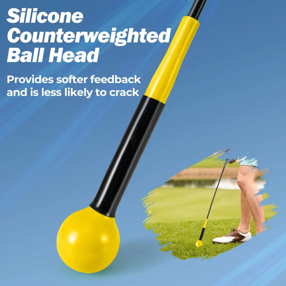 40 Inch Golf Swing Trainer Aid with Weighted Head for Grip Rhythm Balance-Yellow - Yellow - Golf