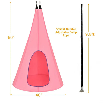 40 Inch Kids Nest Swing Chair Hanging Hammock Seat for Indoor Outdoor-Pink - Pink - Swing & Playsets