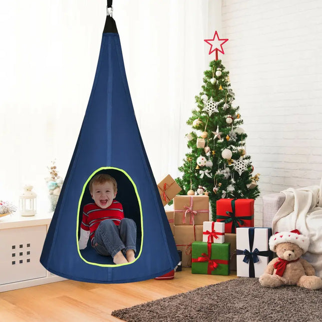 40 Inch Kids Nest Swing Chair Hanging Hammock Seat for Indoor Outdoor-Blue - Blue - Swing & Playsets