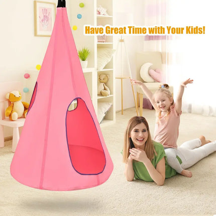 40 Inch Kids Nest Swing Chair Hanging Hammock Seat for Indoor Outdoor-Pink - Pink - Swing & Playsets