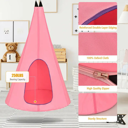 40 Inch Kids Nest Swing Chair Hanging Hammock Seat for Indoor Outdoor-Pink - Pink - Swing & Playsets