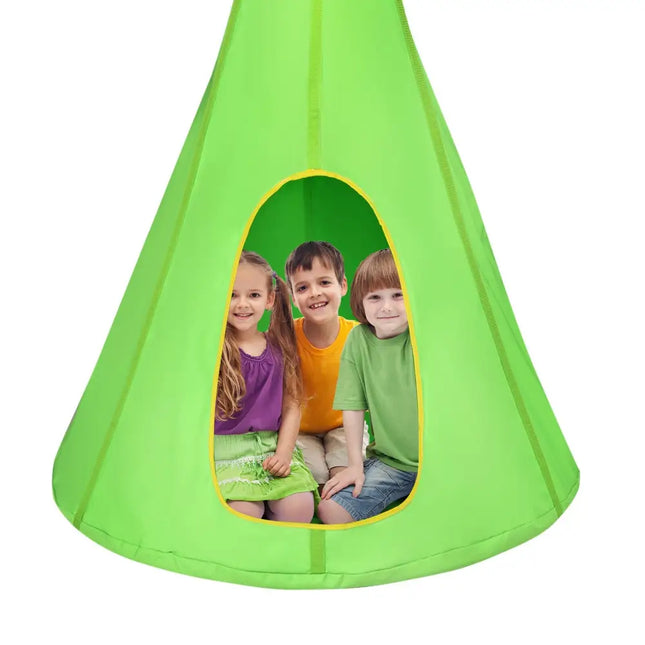 40 Inch Kids Nest Swing Chair Hanging Hammock Seat for Indoor Outdoor-Green - Green - Swing & Playsets